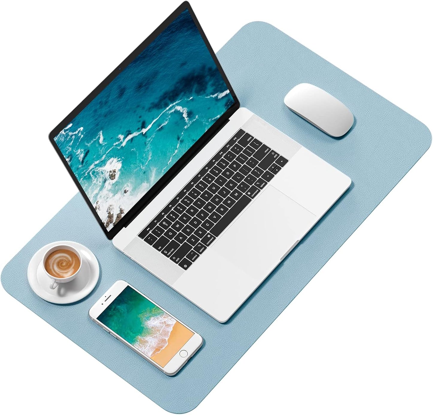 Hsurbtra Desk Pad, 23.6" x 13.8" PU Leather Desk Mat, M Extended Mouse Pad, Waterproof Desktop Blotter Protector, Non-Slip Ultra Thin Small Laptop Keyboard Writing Mat for Office Home, Pink