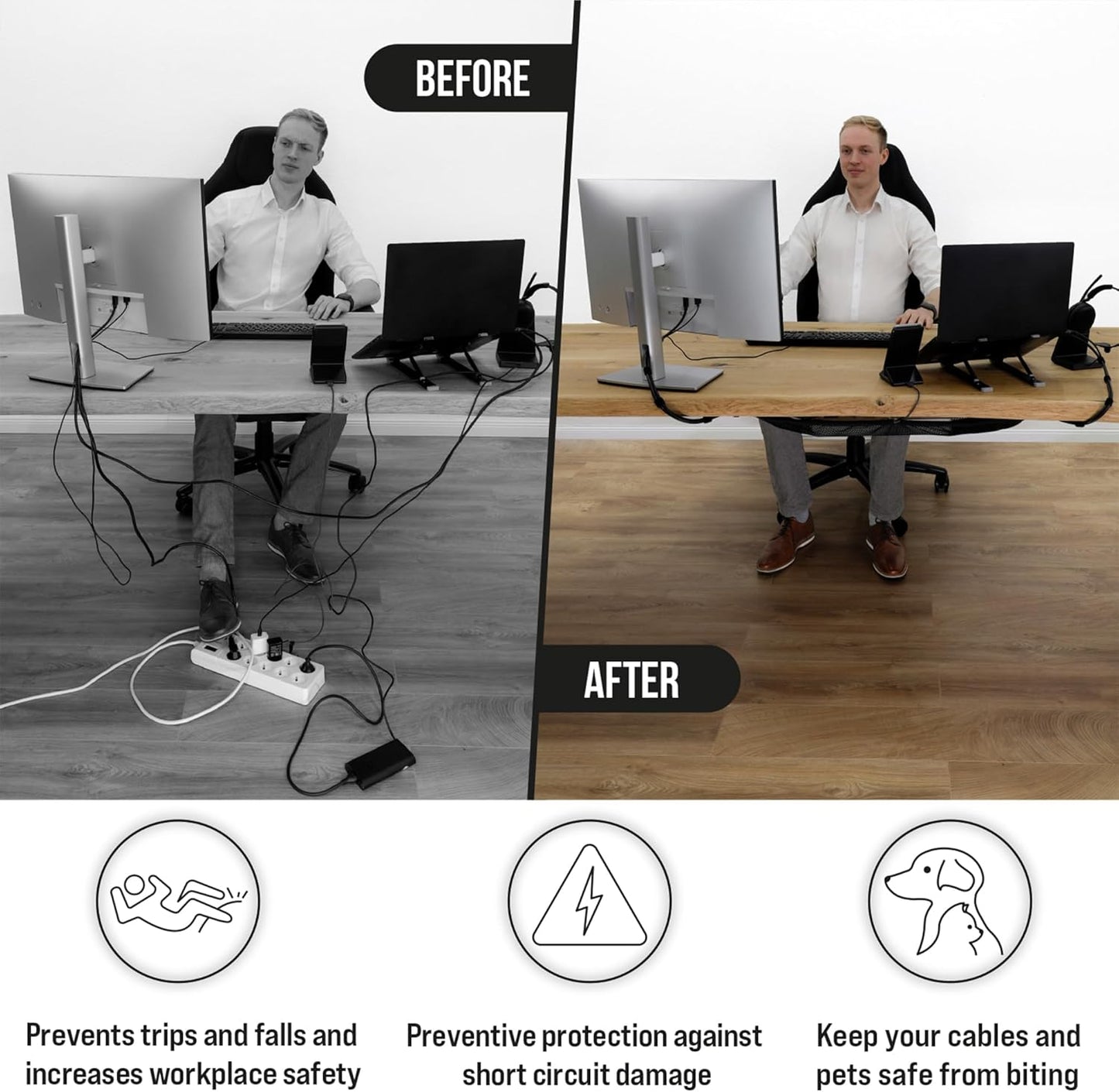 Cable Management net - Under Desk Cable Management Tray - Cable net - Wire Management Under Desk - Cord Organizer