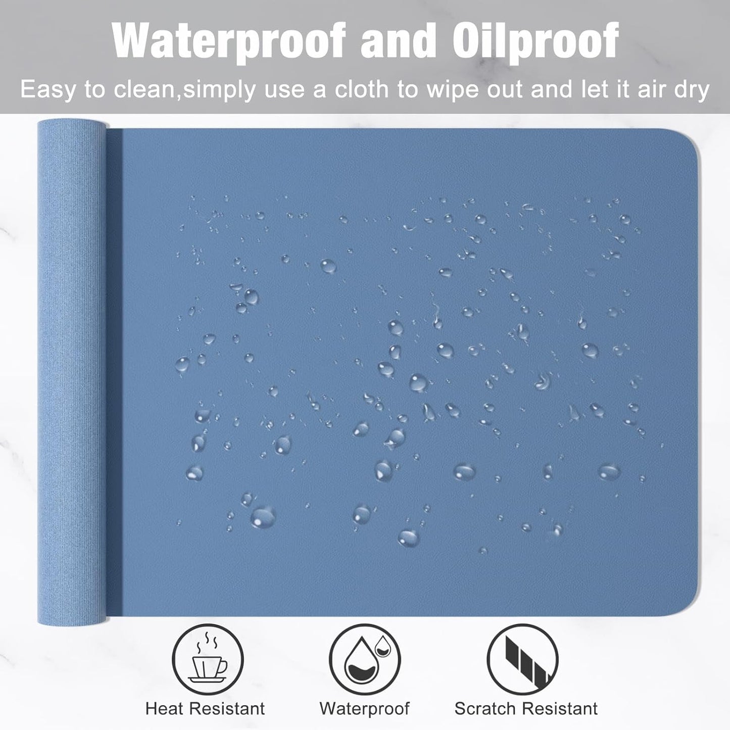 Hsurbtra Desk Pad, 23.6" x 13.8" PU Leather Desk Mat, M Extended Mouse Pad, Waterproof Desktop Blotter Protector, Non-Slip Ultra Thin Small Laptop Keyboard Writing Mat for Office Home, Pink