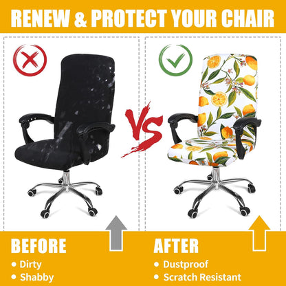 Smiry Stretch Printed Office Chair Armrest Covers, 2 Pcs Soft Fit Removable Washable Computer Desk Chair Arm Covers Protector, Black
