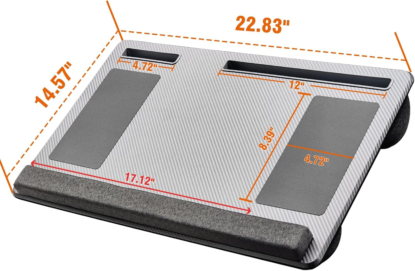 Extra Large Lap Laptop Desk - Full PU Material Mouse Pad Gaming Tray - Portable LapDesk with Phone Holder & Wrist Rest for Notebook, MacBook, Tablet, Bed, Sofa(Black, Fit Up 17.3-in Laptops)