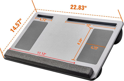 Extra Large Lap Laptop Desk - Full PU Material Mouse Pad Gaming Tray - Portable LapDesk with Phone Holder & Wrist Rest for Notebook, MacBook, Tablet, Bed, Sofa(Black, Fit Up 17.3-in Laptops)