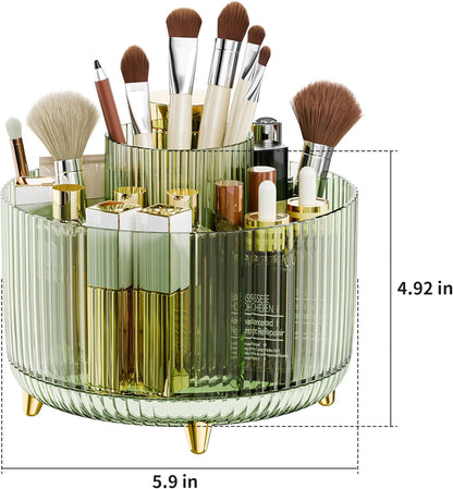 fanado 360° Rotate Makeup Brush Holder Organizer, Makeup Organizers Countertop, Makeup organization and Skincare Storage for Vanity, Desktop, Bathroom (White)