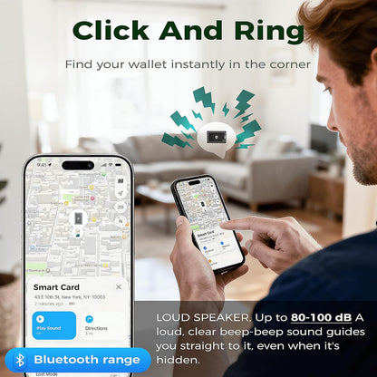 Wallet Tracker Card for Apple Find My (iOS Only, Apple MFi Certified) -Ultra Slim Rechargeable Bluetooth GPS Tracker,5-10 Years Staying Power,Item Locator for Wallet,Key Finder,Bags,Luggage(1-Pack)