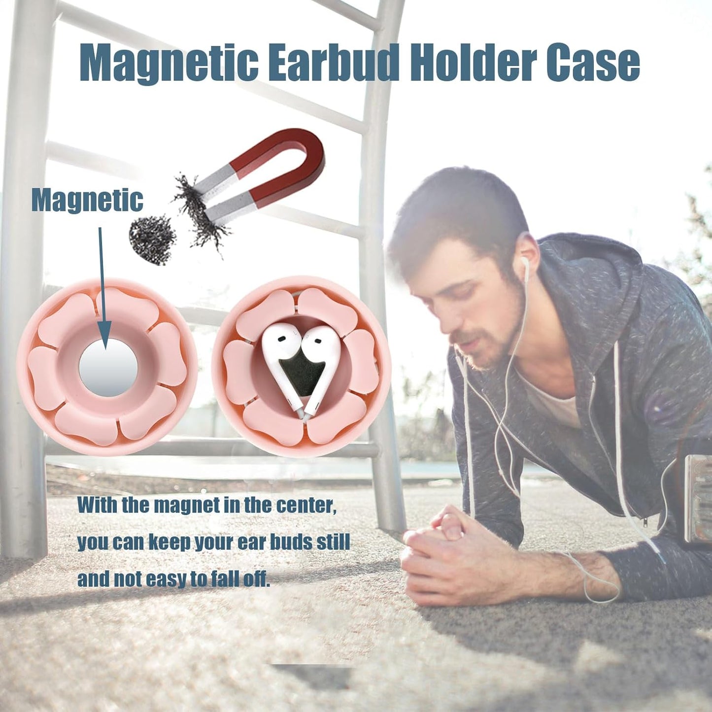 MAIRUI Wired Earbud Case Earphone Headphone Cord Organizer Earbuds Wrap Soft Silicone Magnetic Holder Storage Tangle Free Cable Winder(Red)
