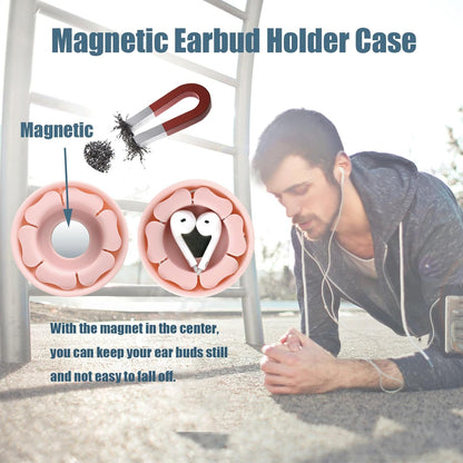 MAIRUI Wired Earbud Case Earphone Headphone Cord Organizer Earbuds Wrap Soft Silicone Magnetic Holder Storage Tangle Free Cable Winder(Red)