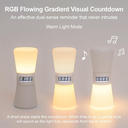 LED Visual Timer & Digital Hourglass, Rechargeable ADHD Timer for Kids and Adults, 1-99 Mins Adjustable Countdown Timer with Flowing Light, Portable Electronic Sand Timer for Classroom, Home