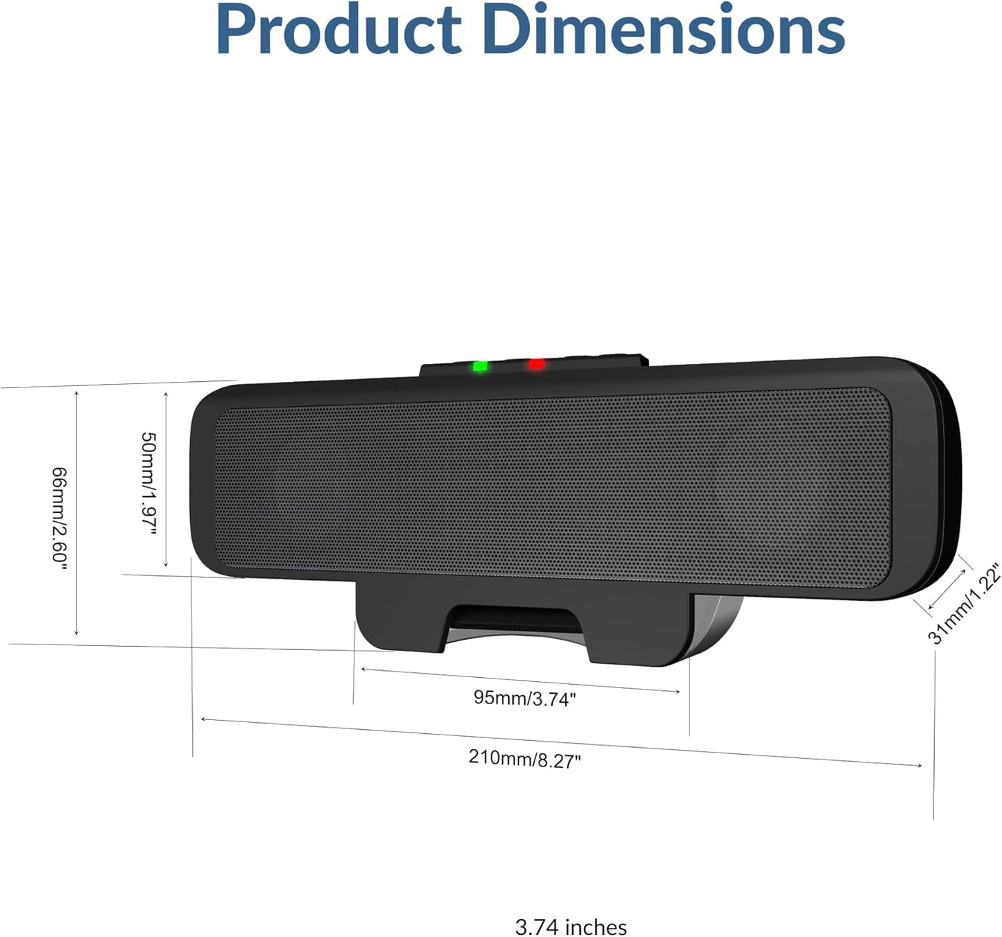 Cyber Acoustics USB Speaker Bar with LED Lights (CA-2890GX) – USB Powered Speaker Bar for PC and Mac, Dynamic LED Lights Sync to Music, Clamps to Monitors up to 1.5 Inches, Great for Music and Gaming