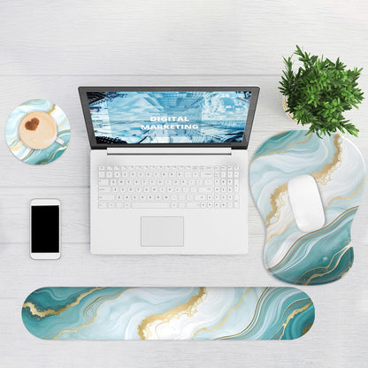 Ergonomic Mouse Pad with Wrist Rest and Keyboard Wrist Rest, Gel Mousepad and Wrist Rest for Computer Keyboard, Pain Relief, Non-Slip PU Base, Mouse Pad with Wrist Support for Gaming, Office, Brown