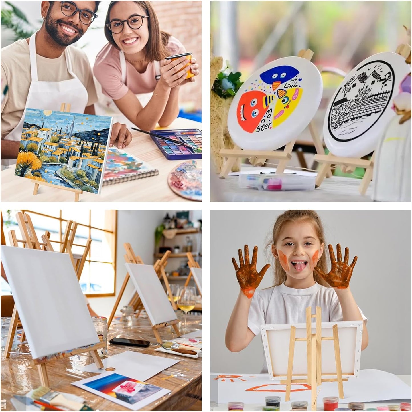ESRICH 24 Pack 11.8" Wood Easels,Tabletop Easel for Painting,Painting Party, Displaying Canvases, Kids Student Table School Desktop, Portable Canvas Photo Picture Sign Holder