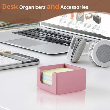 Sticky Note Holder, Burnt Wood Note Dispenser for Office Desk Accessories, Self Stick Note Pad Holder, Memo Pad Holder Dispenser Organizer for School Office Desk Supplies