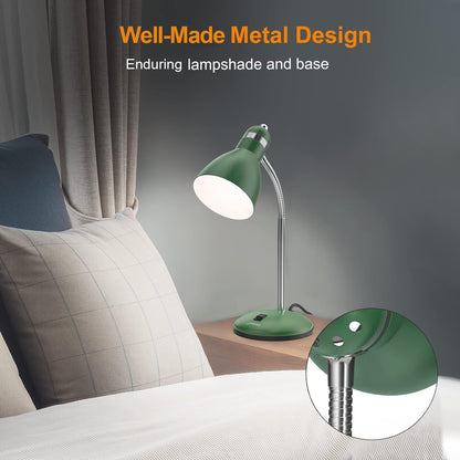LEPOWER Metal Desk Lamp, Eye-Caring Table Lamp, Study Lamps with Flexible Goose Neck for Bedroom, Home Office (Matte Black)