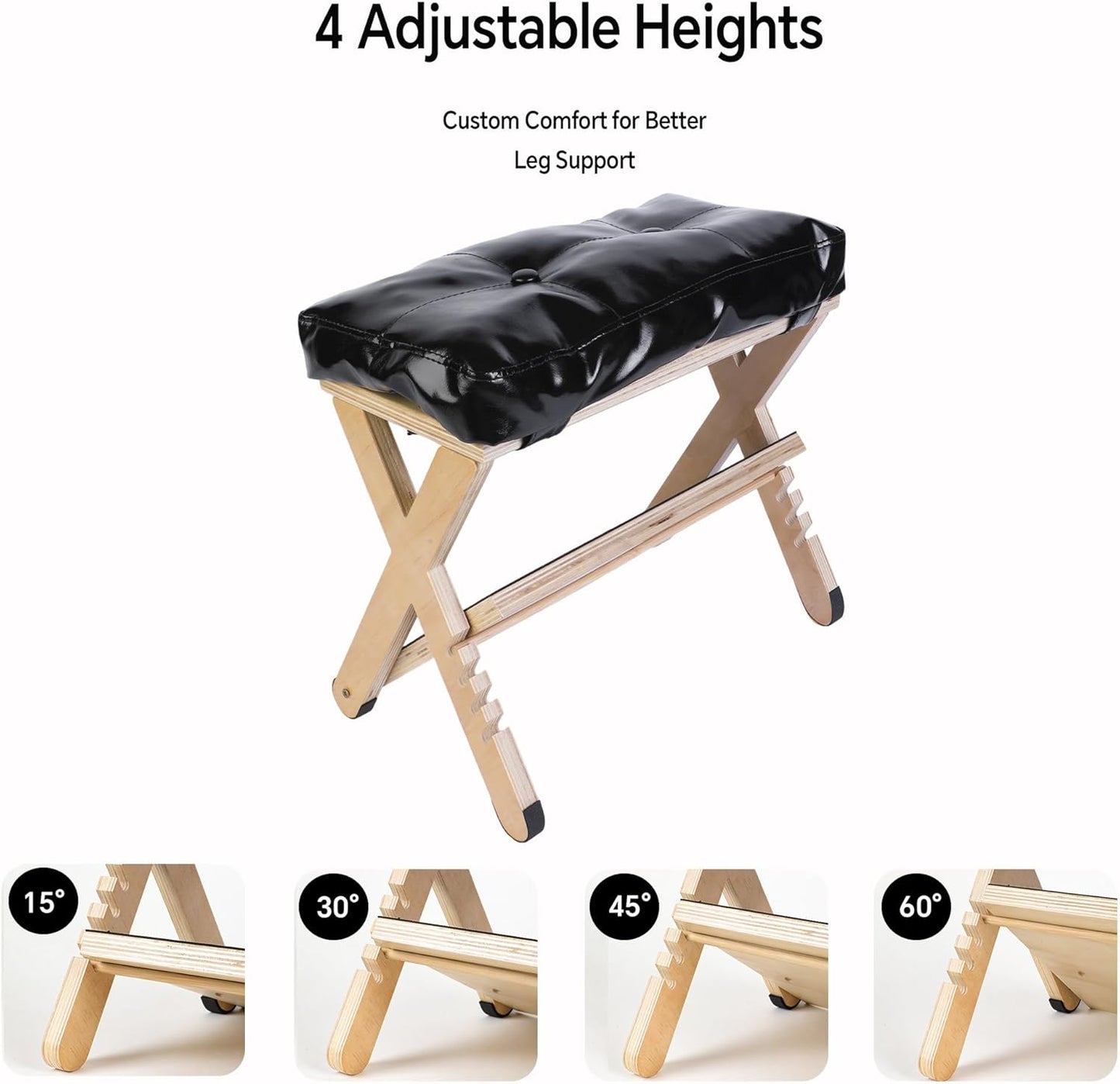Adjustable Foot Rest for Under Desk at Work – 4 Height Levels Wooden Ergonomic Footstool Base Foot & Leg Rest for Office,Gaming,Home (Regular)
