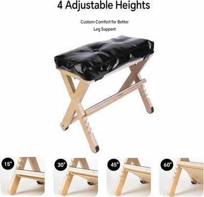 Adjustable Foot Rest for Under Desk at Work – 4 Height Levels Wooden Ergonomic Footstool Base Foot & Leg Rest for Office,Gaming,Home (Regular)
