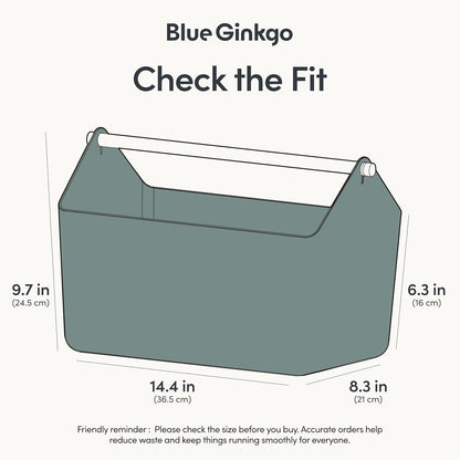 BLUE GINKGO Medium Storage Basket – Plastic Caddy with Wooden Handle for Office, Arts & Crafts, or Home Supplies (Gray)