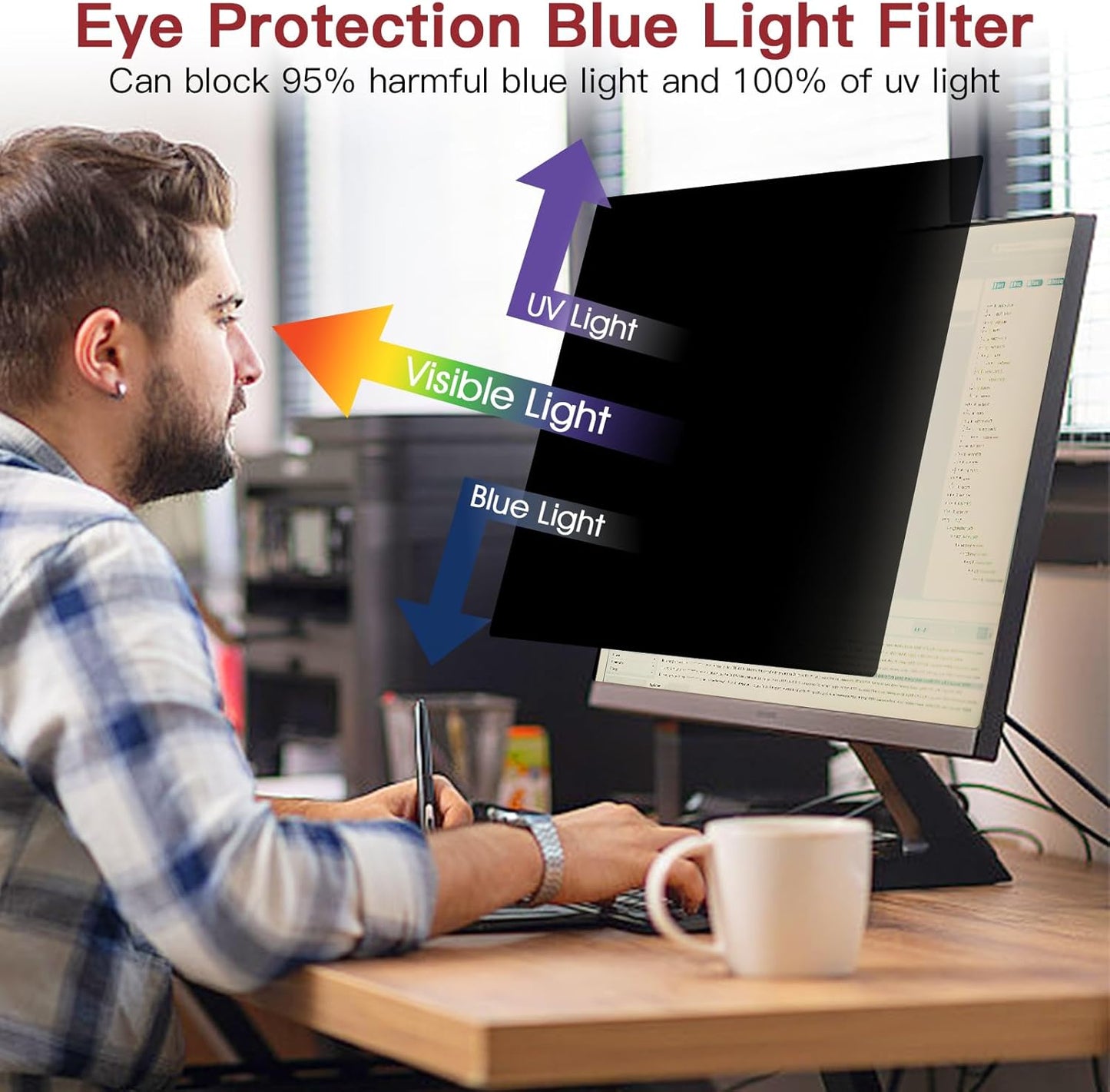 2-Pack Privacy Screen Compatible with MacBook Air 13 Inch (2018, 2019, 2020, 2021, M1), Matte Laptop Privacy Screen Anti Glare Blue Light Filter for Mac 13In