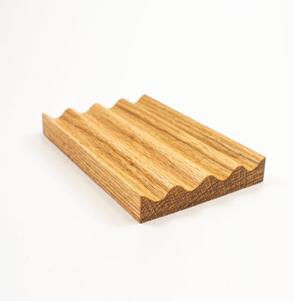 Solid Oak Pen Tray, Minimalist Desk Organizer, Natural Wood Pen Holder with Rounded Wavy Channel, Handcrafted Office Accessory