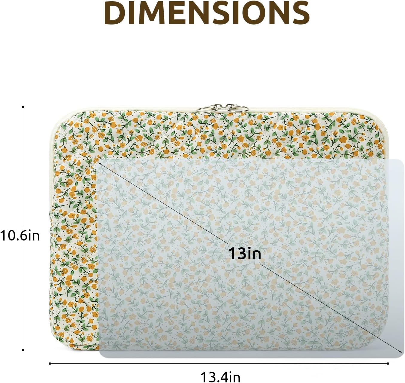 Puffy Laptop Sleeve 13 Inch Cute Quilted Laptop Protective Case Padded Floral Computer Sleeve for MacBook (A-Blue, 13 Inch)