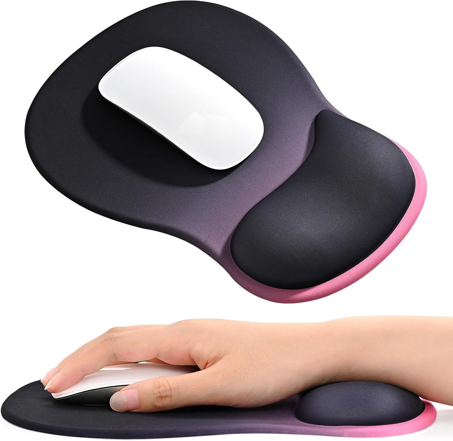 EooCoo Ergonomic Mouse Pad with Gel Wrist Rest Support, Middle Concave Design for Natural Wrist Alignment, Non-Slip Base Mousepad for Laptop, Computer, Office Desk Accessories, Carpal Tunnel Syndrome