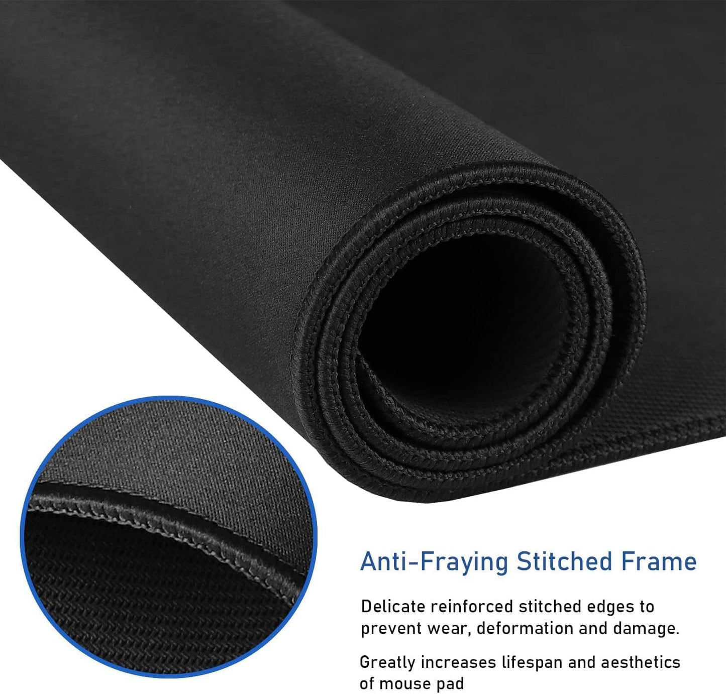 Large Extended Gaming Mouse Pad with Stitched Edges, (31.5X15.7In) Durable Non-Slip Natural Rubber Base, Waterproof Computer Keyboard Pad Mat for Esports Pros/Gamer/Desktop/Office/Home-Black