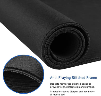 Large Extended Gaming Mouse Pad with Stitched Edges, (31.5X15.7In) Durable Non-Slip Natural Rubber Base, Waterproof Computer Keyboard Pad Mat for Esports Pros/Gamer/Desktop/Office/Home-Black