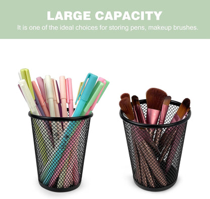 12 Packs Pen Holders, Mesh Pen Cup, Metal Pencil Holders for Desk, Multifunctional Organizer for Office School Home Makeup Brush (Black)