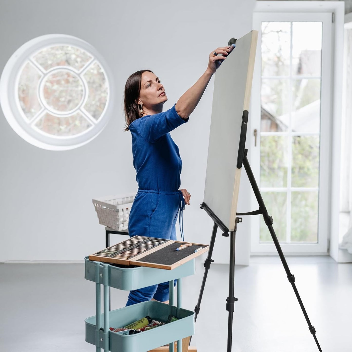 Art Easel for Painting and Display – Adjustable Floor 66 Inch Folding Metal Easel Stand for Sign - Table Top Canvas Stand - Portable Drawing Paint Heavy Duty for Artists Adults Holder or Teen