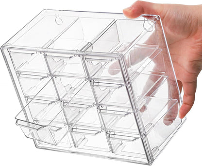YOUEON 2 Pack Mini Desk Organizer with 12 Removable Drawers, Clear Plastic Desktop Drawer Organizer, Desk Craft Storage Box for DIY Crafts, Art Supply, Office, Cosmetic, Jewelry