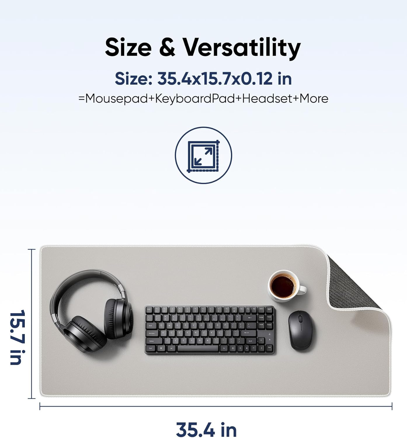 Reniteco Waterproof Large Gaming Mouse Pad with Durable Stitched Edges, Non-Slip Rubber Base, Grainy Jacquard Mouse Mat Desk Pad for Home Office Gaming, 31.5''x11.8''x0.12'', Matte Beige