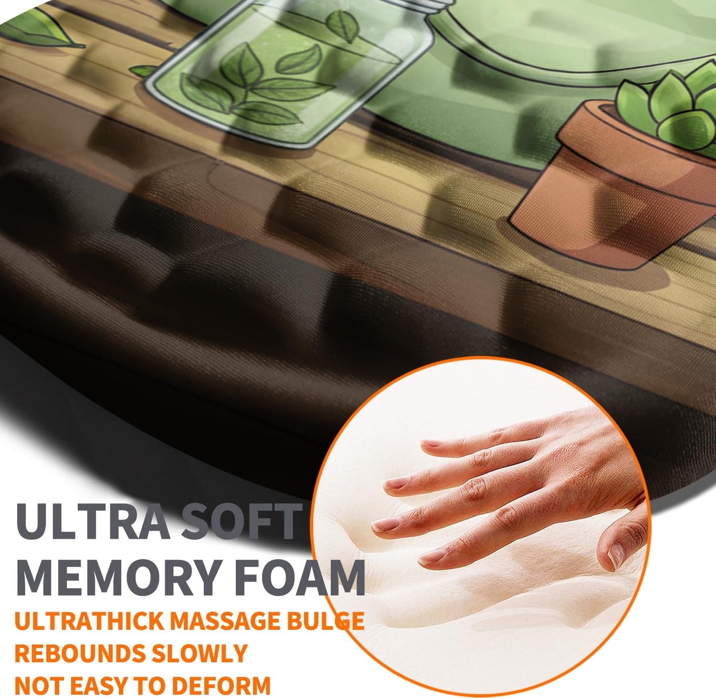 Ergonomic Joint Wrist Support Mouse Pad with Memory Foam Cushion Massage Bump, Carpal Tunnel Pain Relief Mousepad Slope Design for Wrist Rest, 11.8x7.9 in, Black