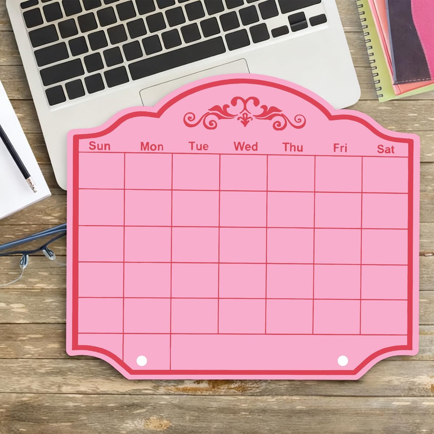 Calendar Dry Erase Board Acrylic Desk Whiteboard Weekly to Do List Memo Note Tabletop Monthly Planner with Stand Desktop Thickened Acrylic Pink 12" x 10" for Home Office School