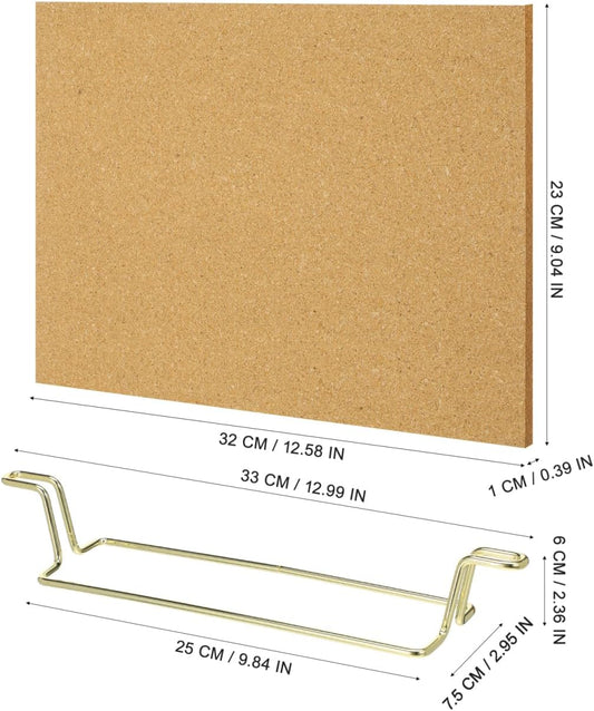 TOYANDONA Cork Board Bulletin Board with Metal Stand, Wooden Pin Notice Message Pin Board Desktop Memo Board for Home Office (Golden Base)