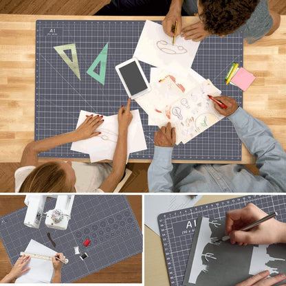 HEADLEY TOOLS 18" x 24" Thickened Self Healing Cutting Mat, A2 Rotary Cutting Sewing Mat for Crafts, Double Sided 5-Ply Table Cutting Board for Fabric Quilting Leather Arts Hobby Project, Grey/Black