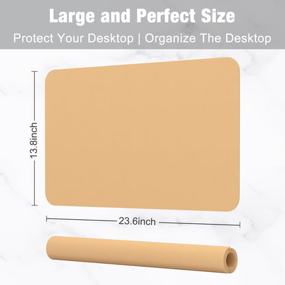 Hsurbtra Desk Pad, 23.6" x 13.8" PU Leather Desk Mat, M Extended Mouse Pad, Waterproof Desktop Blotter Protector, Non-Slip Ultra Thin Small Laptop Keyboard Writing Mat for Office Home, Pink