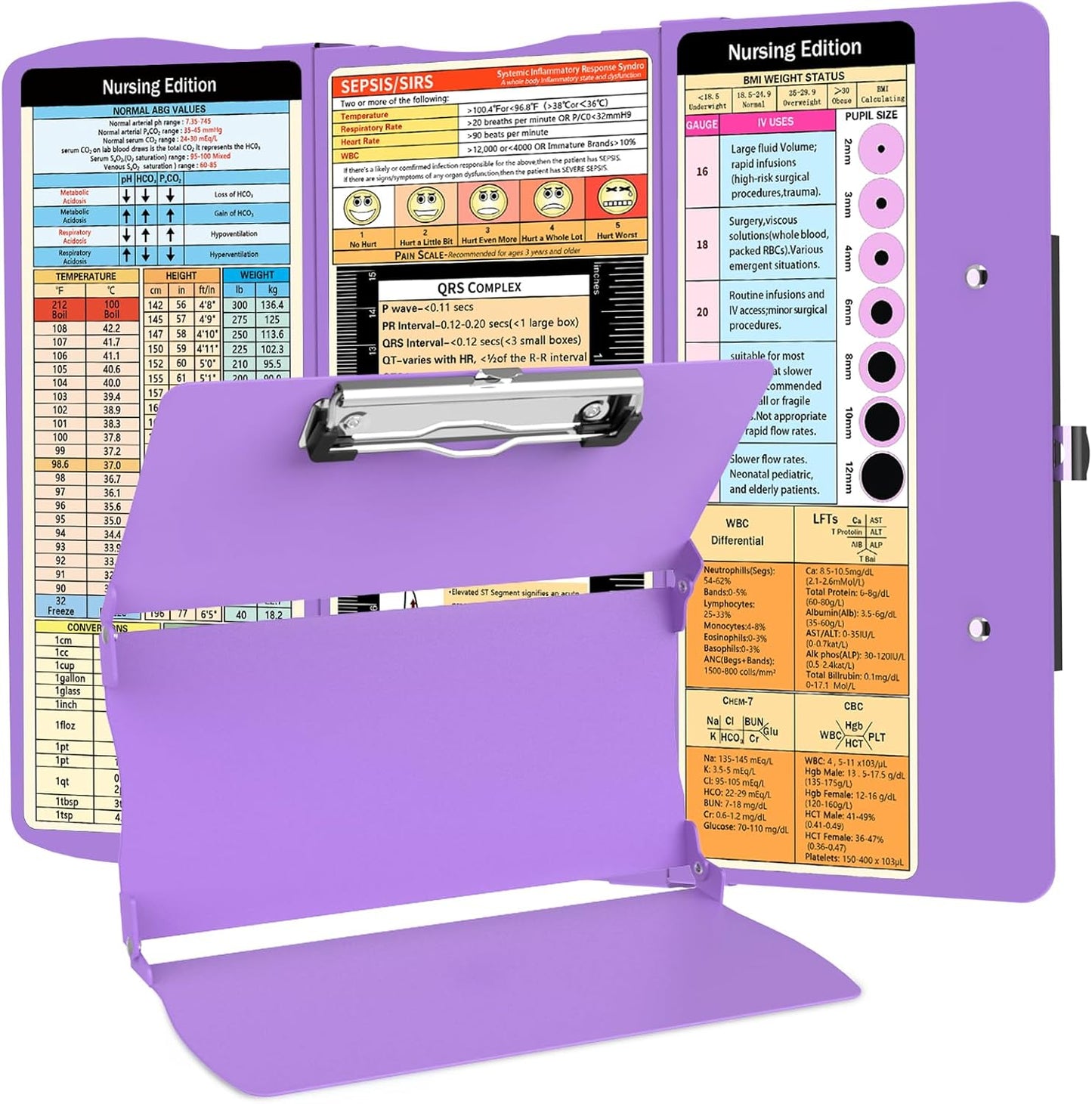 Nursing Clipboard Foldable Nurse Clipboards: Folding Medical Clipboard with Nursing Edition Cheat Sheets Pocket Size Foldable Clipboards for Nurses Clinical Clip Board for Students Doctors Green