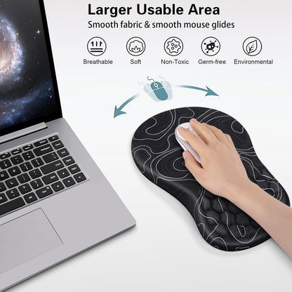 Mouse Wrist Rest, Canjoy 2 Pack Memory Foam Soft Fabric Mouse Wrist Rest Pad Support Cushion with Anti-Skid Rubber Base,Ergonomic Pain Relief Mouse Hand Rest (Black)