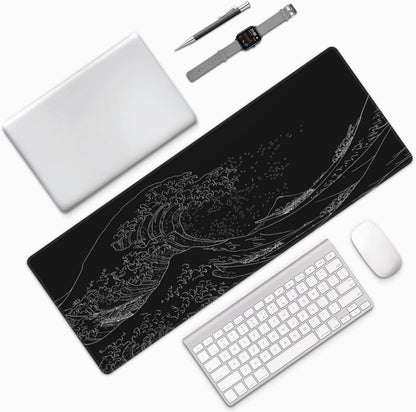 Japanese Mouse Pad, Large Japanese Desk Mat, XL Anime Gaming Keyboard Mat, Non-Slip Rubber Base, Big Extended Desk Protector for Home Office, 31.5”x11.8”