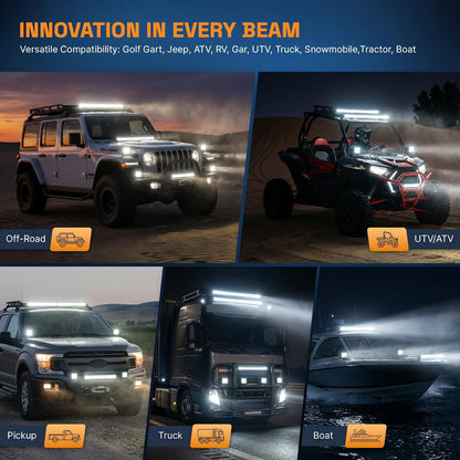 LED Light Bar Kit, 32Inch 585W Ultra Slim Double Row Light Bars, 4PCS 72W Led Cube Pods with Wiring Harness, Off Road Driving Fog Work Lights for Trucks SUV ATV UTV Tractor Pickup Boat