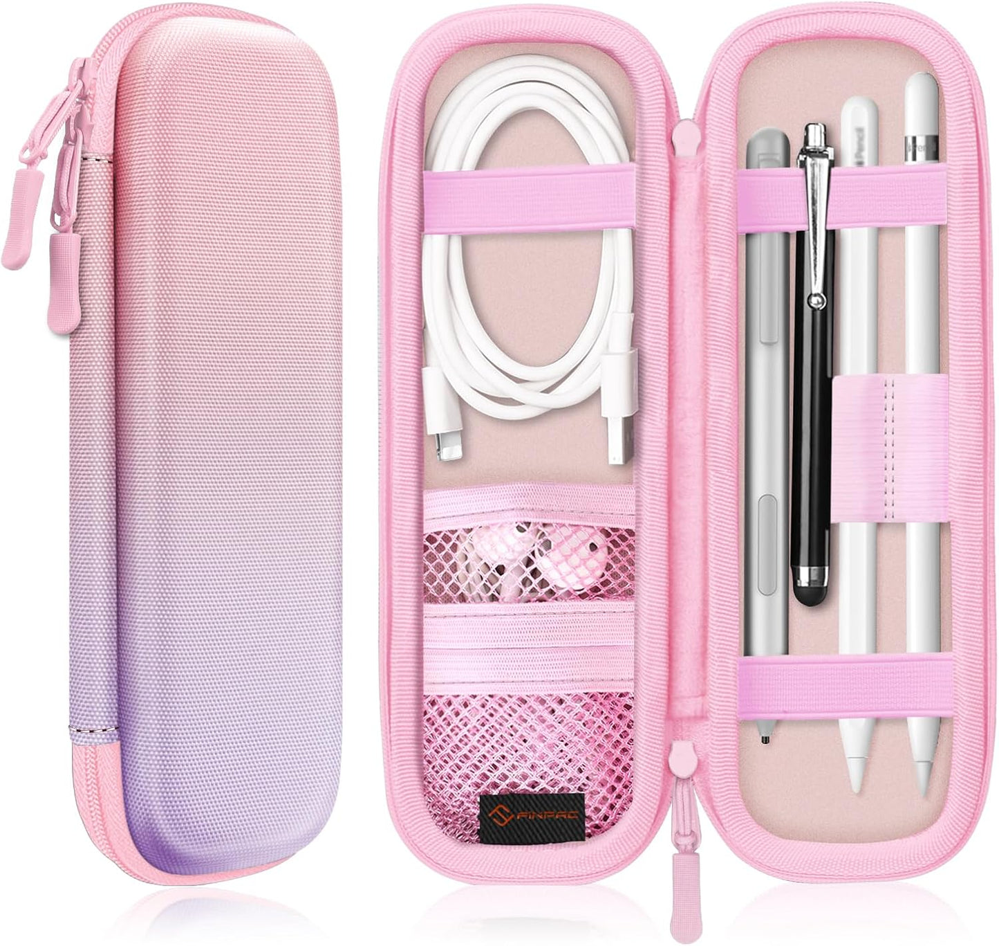 Fintie Holder Case for Apple Pencil Pro, Apple Pencil (USB-C / 1st / 2nd Generation), PU Leather Carrying Bag Sleeve Compatible with Pen, USB Cable, Samsung Stylus, Lilac Marble