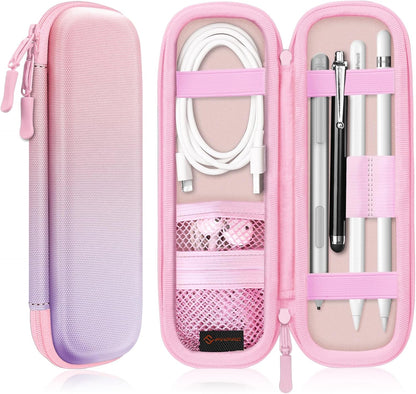 Fintie Holder Case for Apple Pencil Pro, Apple Pencil (USB-C / 1st / 2nd Generation), PU Leather Carrying Bag Sleeve Compatible with Pen, USB Cable, Samsung Stylus, Lilac Marble