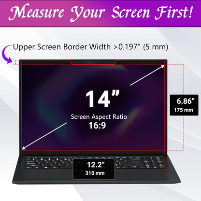 PYS Magnetic Laptop Privacy Screen Filter 15.6 Inch 16:9 - Detachable Computer Screen Privacy Shield, Anti-Glare Blue Light, Removable 15.6" Screen Protector for Lenovo, HP, Dell, Acer, ASUS