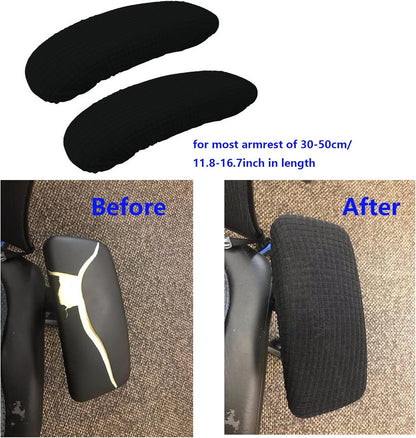 Office Chair Arm Covers,Office Chair Arm Rest Cover Gaming Chair Armrest Covers Office Removable Arm Rest Covering Elastic Chair Armrest Cover (Black, 2Pcs/Set (10-13) x (2-4) x 1.9 inches)