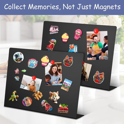 Geyoga 2 Pack Magnetic Bulletin Board with Stand, 16 x 12 Inch Black Magnet Display Board for Memo, Menu, Notes, Photos, for Kitchen Countertop, Office Desk, School
