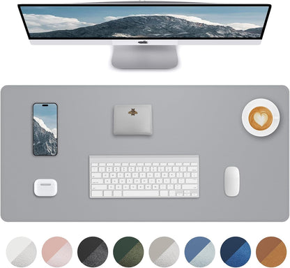 AFIING Desk Pad Protector 23.6" x 13.7" - Non-Slip Waterproof PU Leather Desk Mat for Mouse, Keyboard, Laptop, Office and Home Workspace (Beige)