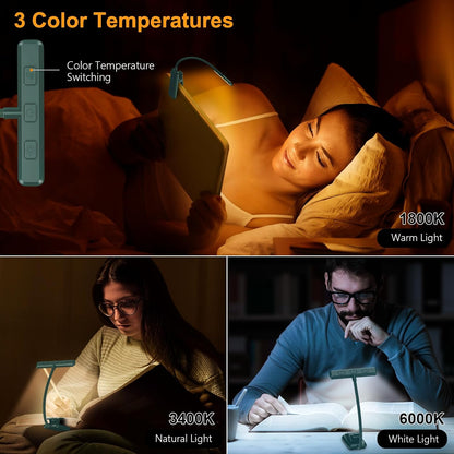 Gritin 19 LED Rechargeable Book Light for Reading in Bed with Memory Function- Eye Caring 3 Color Temperatures,Stepless Dimming Brightness,90 Hrs Runtime Lightweight Clip on Light for Book Lovers