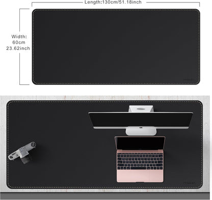 Mydours 40" x 20" Extra Large Desk Mat, PU Leather & Cork Desk Pad, Large XXL Desk Mouse Pad for Workstation, Office, Home, Computer Desk Mat with Keyboard & Mouse (Black)