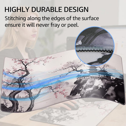 KTRIO Large Gaming Mouse Pad Desk Mat, Superior Micro-Weave Cloth for Precise Mouse Control, Non-Slip Rubber Base, Stitched Edges, Water-Resistant, for Gamer, Office & Home, 31.5" x 11.8" inches