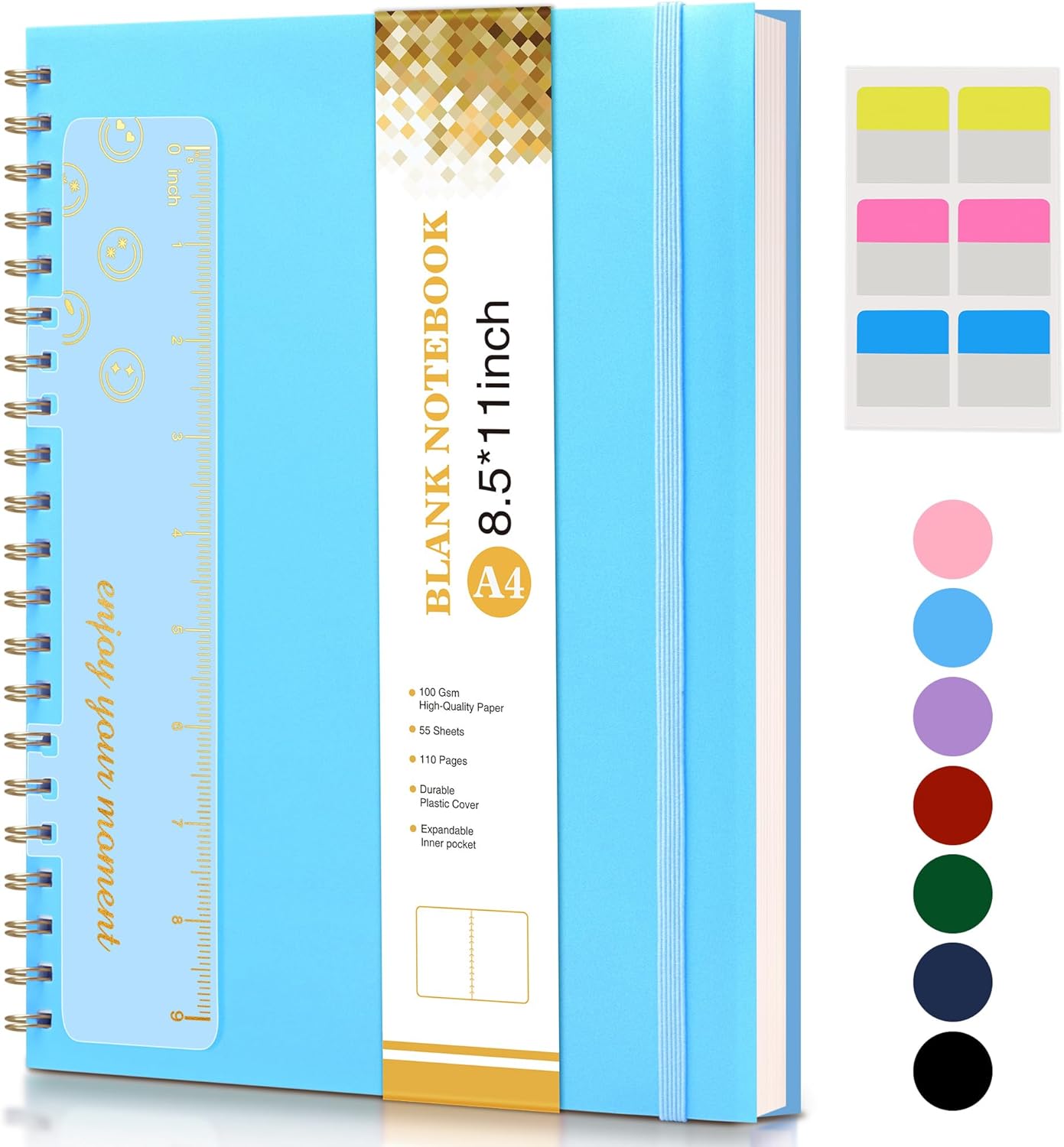 Dotted Notebook, Spiral Notebook Journal 8.5” x 11”, A4 Large Dot Grid Notebooks for Women Men, 100 GSM Dotted Paper, Plastic Hardcover Spiral Bullet Journals for Work School Sketching, Green