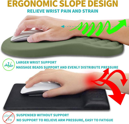Hokafenle 2 in 1 Ergonomic Mouse Pad Wrist Support & Wrist Rest for Computer Keyboard Set, with Relieve Carpal Tunnel Pain Massage Bulge and Full Memory Gel Design (2In1 Set, Black)