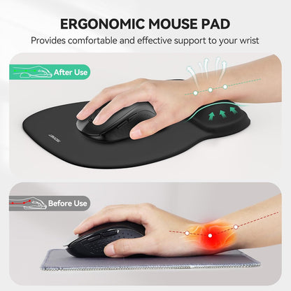 TECKNET Gel Mouse Pad with Wrist Rest, Ergonomic Office Mousepad with Wrist Support - Non-Slip & Smooth Surface Comfortable Desk Accessories Mat for Office, Gaming and Study - Gradient